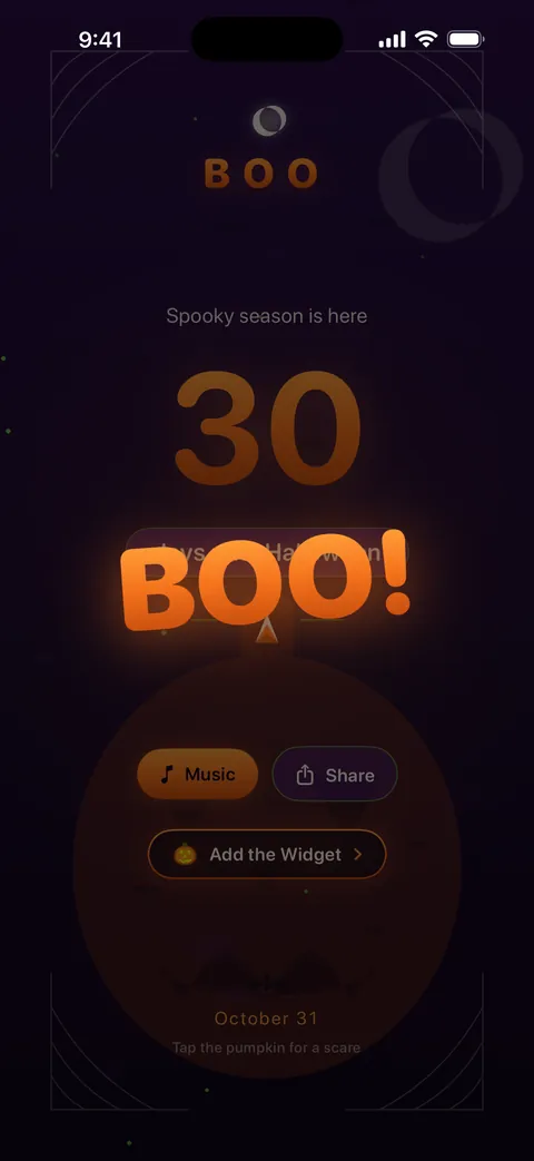 Halloween Countdown screenshot: BOO! scare